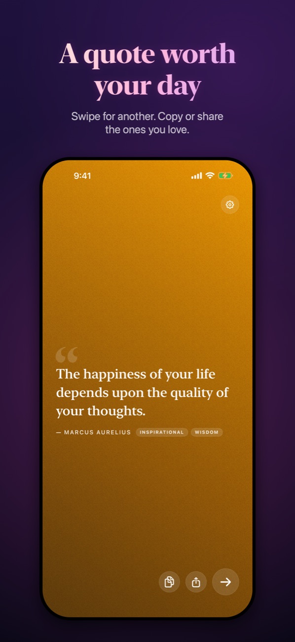 A full-screen quote on iPhone