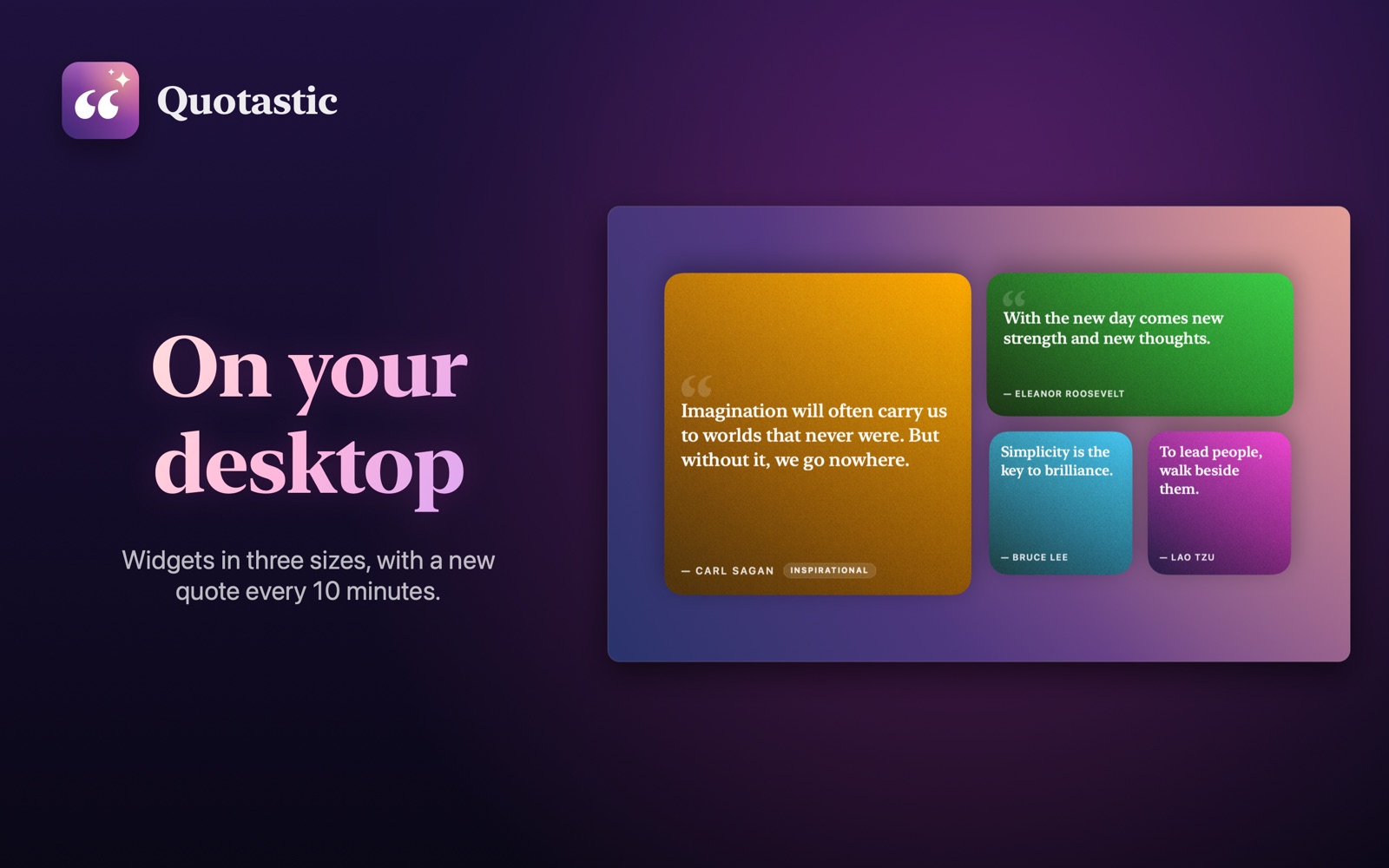 Quotastic widgets on the Mac desktop